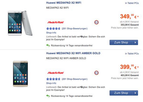 Precio Huawei MediaPad X2